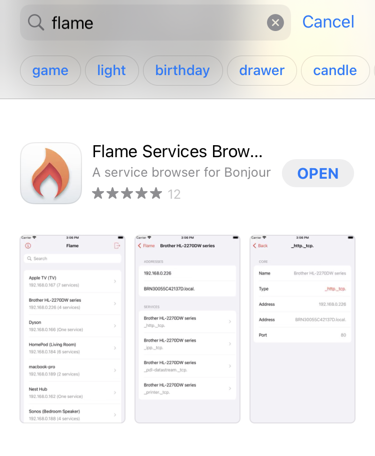 flame in appstore