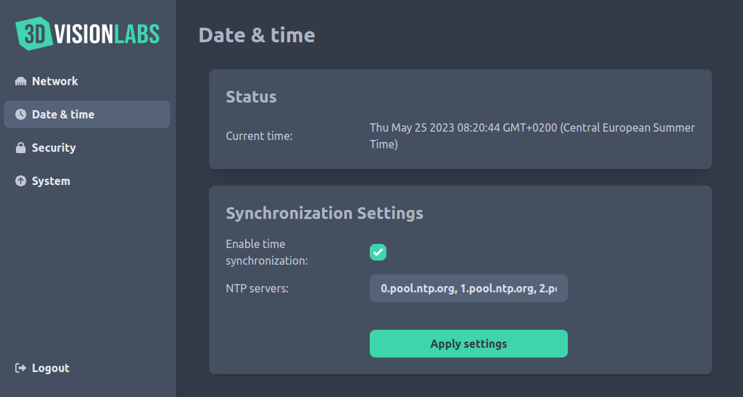 systemservices date/time config