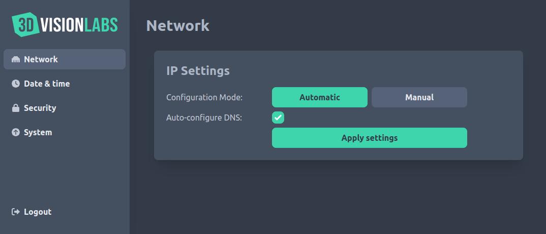 systemservices network screen - dhcp